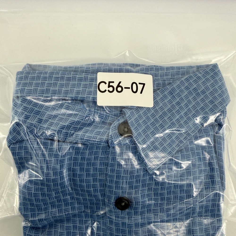 Toscano Blue Mens Silk Rayon Short Sleeve Button Down Shirt Blue Geometric Med - Picture 11 of 11